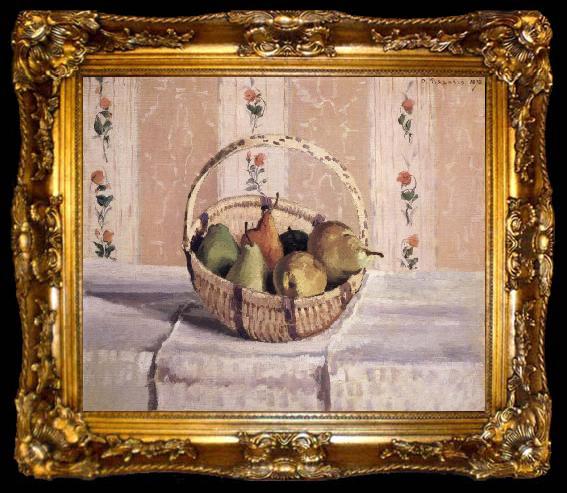 framed  Camille Pissarro apples and pears in a round basket, ta009-2
